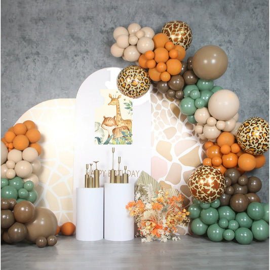 Safari Balloon Arch Kit Olive Brown Coffee leopard print