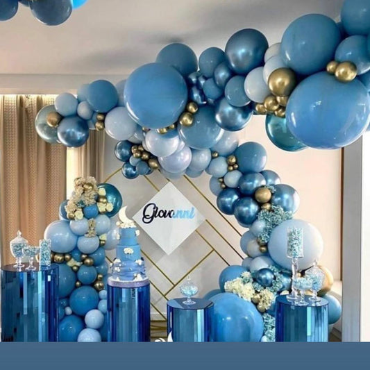 Blue and gold arch balloon kit