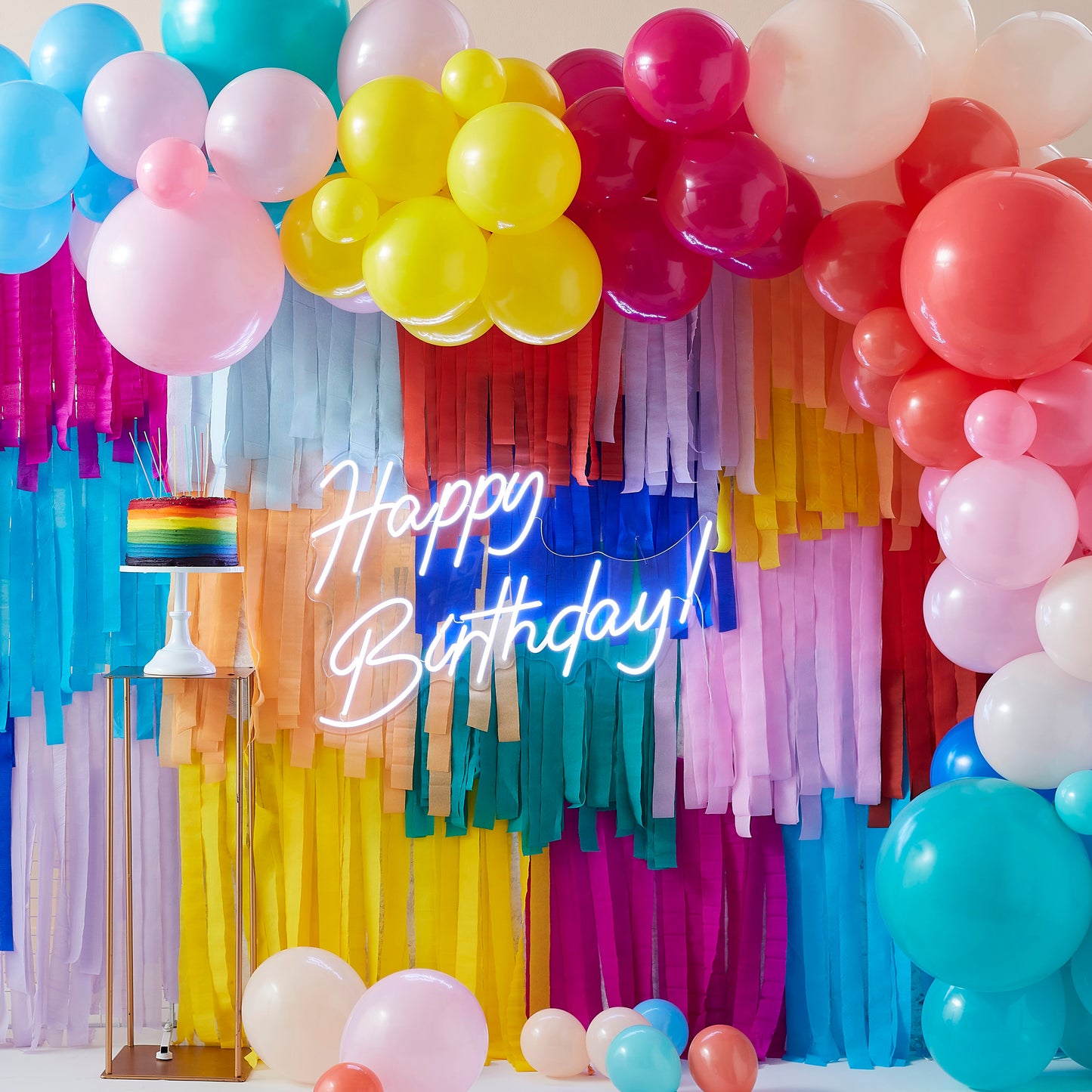 Rainbow Backdrop with balloon