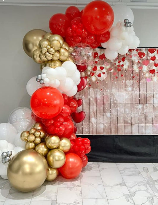 Red , White & Golden Balloon Garland kit