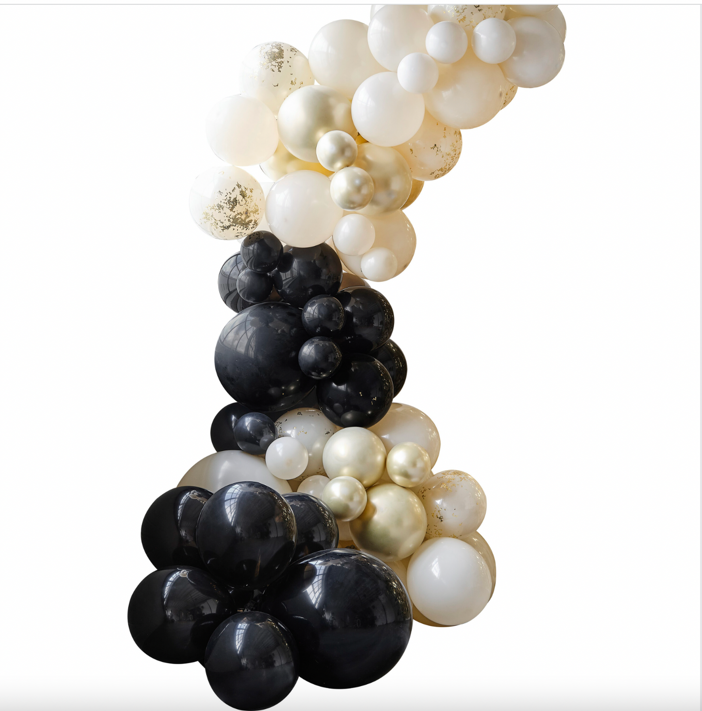 Luxe Black, Nude and Champagne Gold Balloon Arch