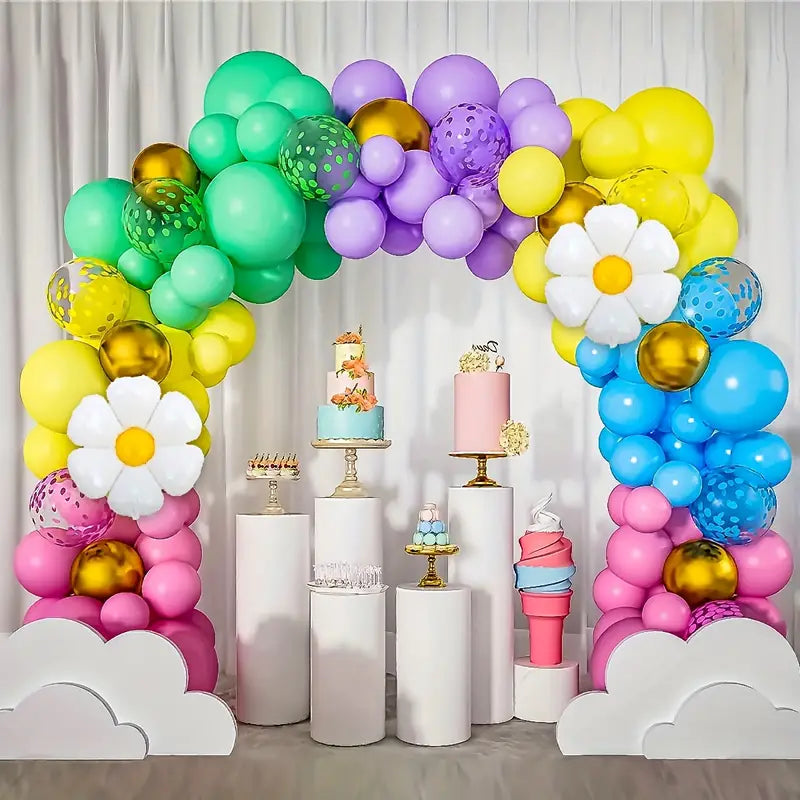 Pastel green, purple, blue and pink with glitter balloon arch kit